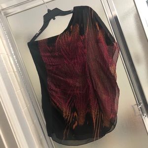 Bebe One Shoulder with Cape Sleeve Cocktail Dress